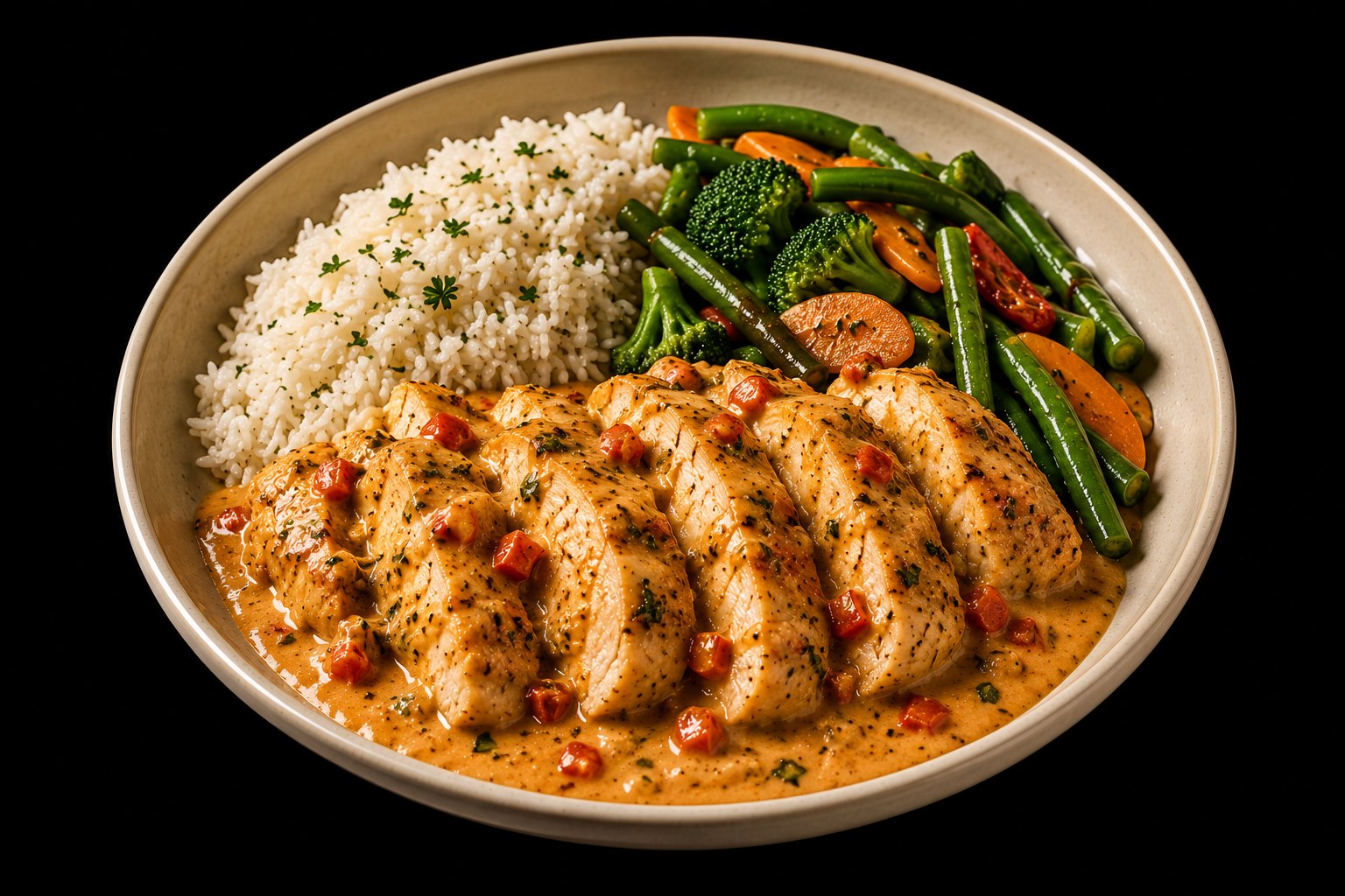 Blanc de poulet, sauce chili coco & riz basmati